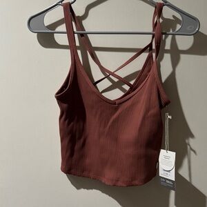 Women's Ribbed rosewood Crop Top